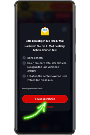Yep Casino Bestätigung Login-Daten Sicherheitscode eingeben
