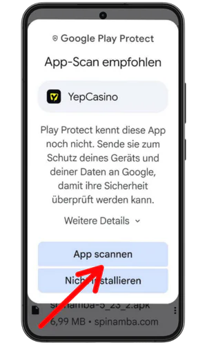 Schaltfläche „App scannen“ Yep
