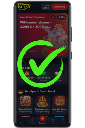 Yep Casino sign up erfolgreich Konto aktiv Dashboard